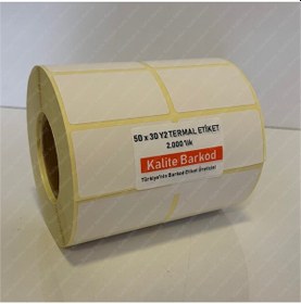 Resim 50X30 Yanyan 2'Li Termal Etiket Rulo Barkod Etiket Kalite B 