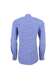 Resim Erkek Desenli Mavi Uzun Kollu Pamuklu Regular Gömlek, Ot-C-20058 