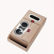 Resim Xuweiwei Beige Color Pu Deri Konsol Saklama Kutusu Araç Kolçak Organizer Ve İç Aksesuar 