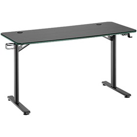 Resim Viyero Warden T-Ayak 360° RGB Karbon Fiber Oyuncu Masası 18 MM 136X60X75 CM GD-13608-2-BLK 