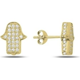 Resim Omar Silver Fatma Ana Eli Küpe Sarı Yaldız 4 MM 