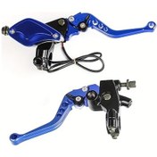 Resim Dashanshop 3 Renkli Alüminyum Alaşımlı Akçaağaç Yaprağı Off-road Ve Şehir Motosikletleri İçin Dayanıklı Ayarlanabilir Kelepçeli Motor Aksesuarları Mavi 