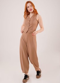 Resim Genel Markalar NİDAM BUTİK Önü Düğmeli Camel Yelek 