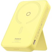 Resim Baseus Magpro Magnetic Bracket Wireless Fast-Charging Power Bank 5000MAH 20W Lemon Yellow (With Simply Series Charging Cable Type-C To Type-C (20V/3A) 30CM White) 