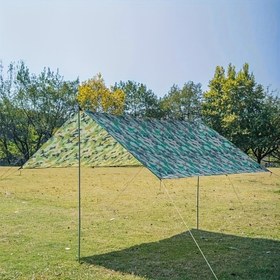 Resim 1 Adet Ultrahafif Kompakt Su Geçirmez Branda - Kamp, Yürüyüş ve Hayatta Kalma Ekipmanı için 91-100% Karartmalı PVC Kamuflaj Güneş Barınağı - Normal Suya Dayanıklılık Seviyeli Yeşil Açık Hava Barınak 