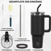 Resim BIGRD 40oz/1182ml Samanlı İzole Termos - Çift Cidarlı Vakumlu Sızdırmaz Paslanmaz Çelik Bardak, Kaymaz Taban ve Tutacak, BPA İçermeyen Bulaşık Makinesine Uygun Seyahat Bardağı, Spor Salonu, Araba için Soğuk/Sıcak İçecekler, Şık İçecek Kabı 