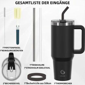 Resim BIGRD 40oz/1182ml Samanlı İzole Termos - Çift Cidarlı Vakumlu Sızdırmaz Paslanmaz Çelik Bardak, Kaymaz Taban ve Tutacak, BPA İçermeyen Bulaşık Makinesine Uygun Seyahat Bardağı, Spor Salonu, Araba için Soğuk/Sıcak İçecekler, Şık İçecek Kabı 