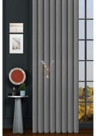 Resim İpek Kadife Fon Perde V-10 Gümüş Gri Gümüş Gri 