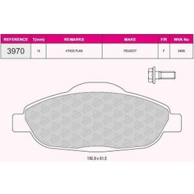 Resim Fren Balatası On P308 0713/ 308 13 / 3008 0913 1.6hdı-1.6vtı Eurorepar 