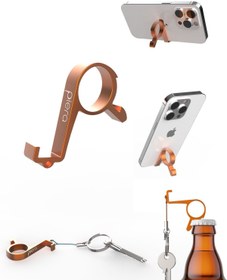Resim Piera Turuncu Dekoratif Anahtarlık Şişe Açacağı + Telefon Tutucu & Masaüstü Stand | Çok Amaçlı Aparat 