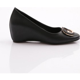 Resim Dgn 24309 Kadin Metal Aksesuarli Dolgu Topuklu Ayakkabi 24309-2428-R1534 Siyah 