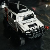 Resim 1:3 Ölçekli Döküm Off-Road Araç Modeli - Beyaz & Turuncu Plaj Devriye Arabası Siyah Tekerleklerle, Güç Gerektirmez, Plastik/Metal Yapı, Ev Dekoru veya Pasta Süsü için Mükemmel 