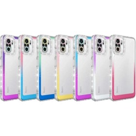Resim M.TK Moveteck Xiaomi Redmi Note 10 Kılıf Kamera Lens Korumalı Parlak Simli ve Renkli Arkası Şeffaf Kapak 