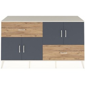 Resim Hyperion Konsol 3 Raflı 2 Çekmeceli 4 Kapaklı 176x44x99 Aytaşı-an Aytaşı-antrasit/çam 