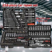 Resim 216/46 adet Mekanik Araç Soket Seti, 1/2" 1/4" 3/8" Sürücü SAE ve Metrik Boyutlar, Evrensel Karışık Ratchet Anahtar Seti, Araba, Ev, Garaj, Bisiklet Bagajı için 72 Dişli Ratchet Anahtar 