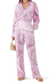 Resim Pucci Orchidee Desenli İpek Saten Pantolon - M 