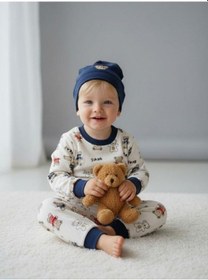 Resim Zekids Erkek Çocuk Ayıcık Desenli Pamuklu Pijama Takım 6-9 Ay 9 Yaş Aralığı -16845 Renklı 