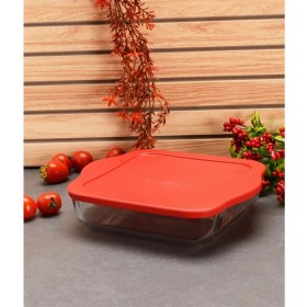 Resim Paşabahçe 59024 Borcam Kırmızı Kapaklı Kare Tepsi 25X22CM 