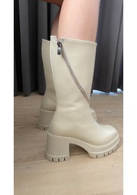 Resim Kadın Gabri Krem Cilt Döner Fermuarlı Çizme-krem Cilt Krem 