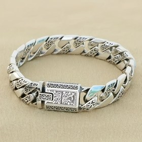 Resim Erkekler için Boho Küba Zincir Bileklik - Vintage Desenli, Günlük ve Resmi Etkinlikler İçin Aksesuar, Parti Takısı, Tatil Kıyafeti, Retro Tasarım, Dayanıklı Zincir, Sentetik Taşlı, Trend Erkek Mücevheri, Şık Hediye 