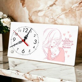 Resim Annesi ve Bebeği Hediyelik Şık Masa Saati 