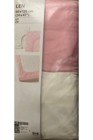 Resim özgürce Yumuşak ve konforlu Bebek Çarşafı, Beyaz-Pembe, 60x120 cm, 2'li set 