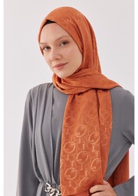 Resim Mirsoy Scarf Daka Desen Parlak Jakar Şal - Portakal Portakal Turuncu 