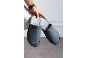 Resim ModaFrato Fitilli Düz Unisex Ev Terliği Kışlık Kadın Erkek Terlik 