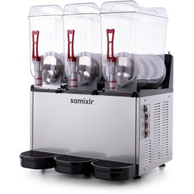 Resim Samixir SLUSH36 Triple Ice Slush Granita Milkshake ve Soğuk Meyve Suyu Dispenseri, 12+12+12 L, Inox 
