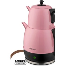 Resim Geniş Hazneli Pembe Paslanmaz Çelik Çay ve Su Isıtıcı Makinesi 