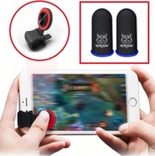 Resim Gaojunshop01 Mobile Joystick Clip A9 Çevirmeli Oyun Kumandası +2 Karbon Fiber Parmak Kılıfı Pubg 