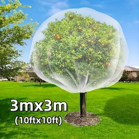 Resim 3x3m Beyaz Yüksek Yoğunluklu Polietilen (HDPE) Ağ Bariyer - UV Dayanıklı Bitki Koruma Ağı, Meyve ve Sebze Tırmanıcılar için Sinek & Kuş Geçirmez Kılıf, Dayanıklı Bahçe Zararlı Kontrol Çözümü, Uzun Ömürlü Malzeme 