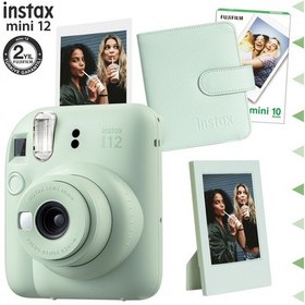 Resim Fujifilm Instax Mini 12 Fotoğraf Makinesi + 10'lu Film + Çerçeve + Kare Albüm Yeşil 