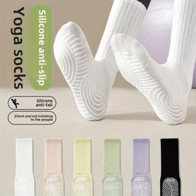 Resim 3 Çift Kaymaz Pilates Yoga Çorabı - Silikon Tabanlı, Nefes Alabilir, Rahat ve Dayanıklı Spor Çorapları Her Mevsim için Kabartma Dokulu Desen 
