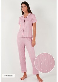Resim Lela Regular Fit Gömlek Yaka Kısa Kollu Bayan Pijama Takımı 65780124 Pudra 