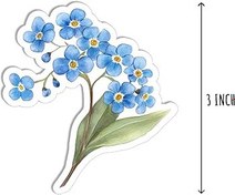 Resim 3 Adet Forget Me Not Çıkartma - Alaska Eyalet Çiçeği - Çiçek Sever - Su Şişesi için Çıkartma - Kupa - Bagaj - Tablet - Defter 