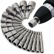 Resim 14 adet CR-V Çelik Soket Seti, 1/4" Altıgen Sap, Çok Fonksiyonlu Yüksek Torklu Tornavida Uçları, 5-13mm Bağlama için Dayanıklı El Aletleri 