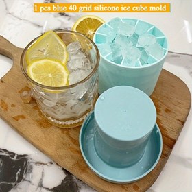 Resim 1 adet Mavi 40 Kavak Silikon Buz Küpü Kalıbı - Şükran Günü, Sevgililer Günü, Paskalya için mükemmel | Yaratıcı İçecekler ve İçecekler için ideal | Dayanıklı ve kolay temizlenebilir | Konukluk ve Partiler için ideal, Dondurucu için Buz Tepsileri 