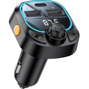 Resim Bluetooth Araç Kiti Araç Fm Transmitter Pd Hızlı Şarj Cihazı Bluetooth 5.3 Işıklı LED Ekran USB Type-C Sd Tf Kart Flash Okuyucu Çakmaklık 