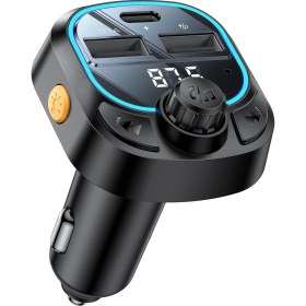 Resim Bluetooth Araç Kiti Araç Fm Transmitter Pd Hızlı Şarj Cihazı Bluetooth 5.3 Işıklı LED Ekran USB Type-C Sd Tf Kart Flash Okuyucu Çakmaklık 