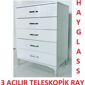 Resim mobilyatek 5 Çekmeceli Şifonyer %100 Medefe Hayglass 