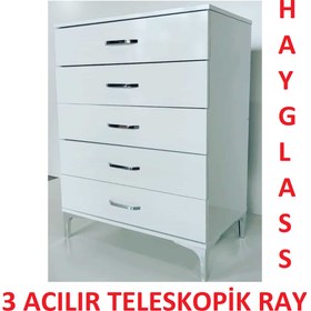 Resim mobilyatek 5 Çekmeceli Şifonyer %100 Medefe Hayglass 