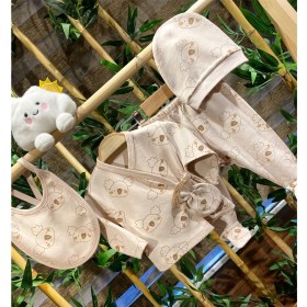 Resim Renkli Puset 5'li Penye Hastane Çıkışı Bebek Takım Bej Koala 