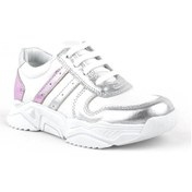 Resim Hakiki Deri Gümüş Pembe Kalın Tabanlı Kız Çocuk Sneakers Ayakkabı Gümüş 