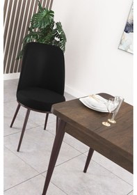 Resim Canisa Concept Nil Serisi 70x110 Sabit Mutfak Masası Takımı Barok Desen Masa 4 Siyah Sandalye Siyah Sandalyeler Barok Masa 