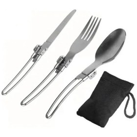 Resim Ceycamp Katlanabilir Çatal Kaşık Bıçak Seti Gri 