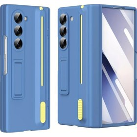 Resim Userfriendly11 Samsung Galaxy Uyumlu Z Fold 3 5g Tam Kılıf Koruyucu Kasa Gizli Kalem Yuvası Açık Mavi 