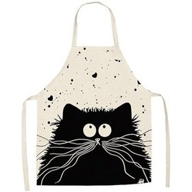 Resim Siyah Kedi Önlüğü, Unisex Mutfak Önlüğü, Çizgi Film Izgara Önlüğü 