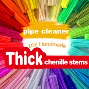 Resim 98 Adet Çok Renkli Chenille Sapları El İşleri İçin – Kalın, Esnek Boru Temizleyiciler DIY Projeleri, El Yapımı Sanat Malzemeleri ve Yaratıcı El İşleri İçin, El Sanatları Malzemeleri | Canlı Renkler | Peluş Dokulu 
