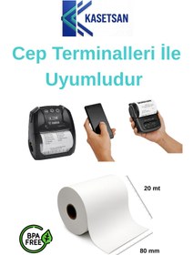 Resim Kasetsan 80x20 Yazarkasa Pos Rulosu 10'lu Paket Termal Adisyon Rulo BPA Free 